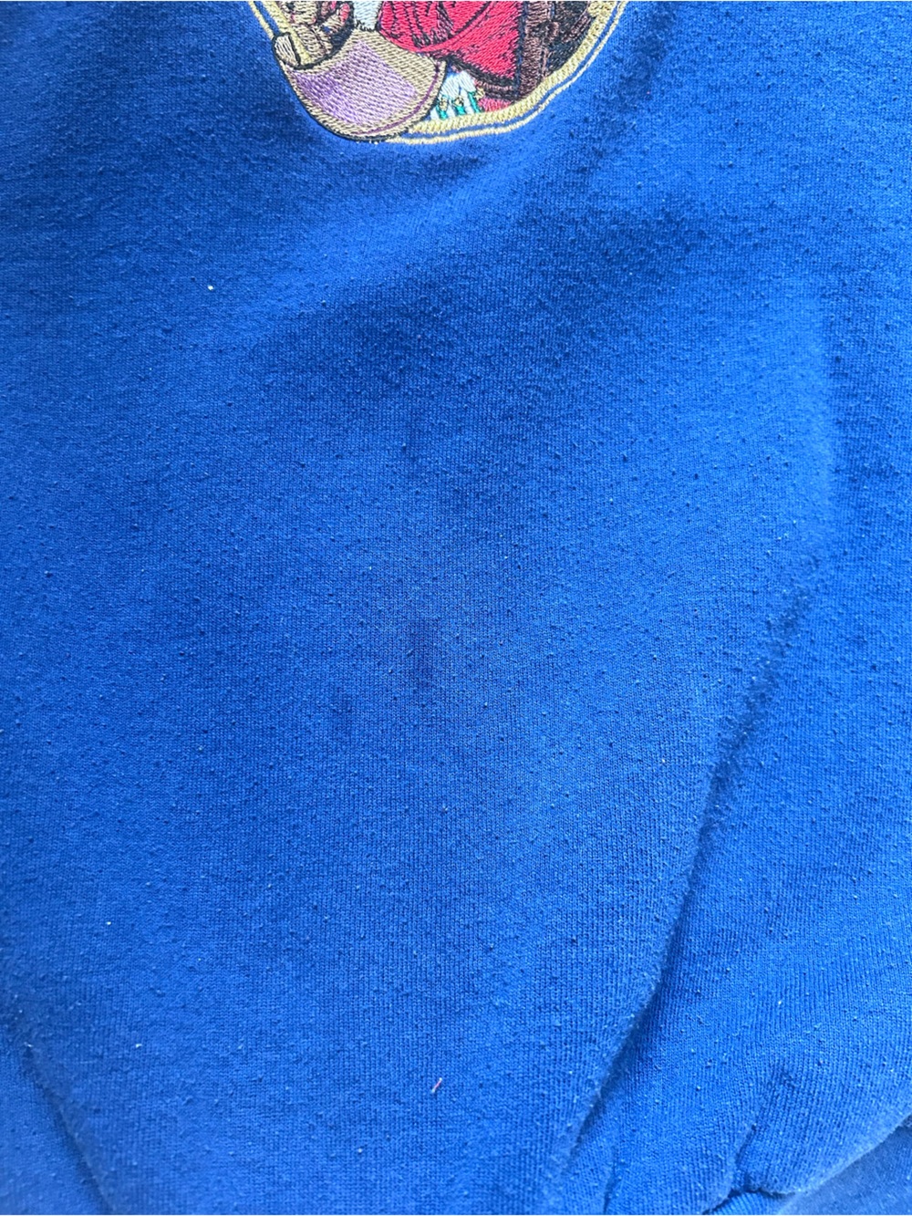 1990s Vintage Fruit of the Loom Blue Sweatshirt with Dear Santa Embroidery - Picture 4 of 5